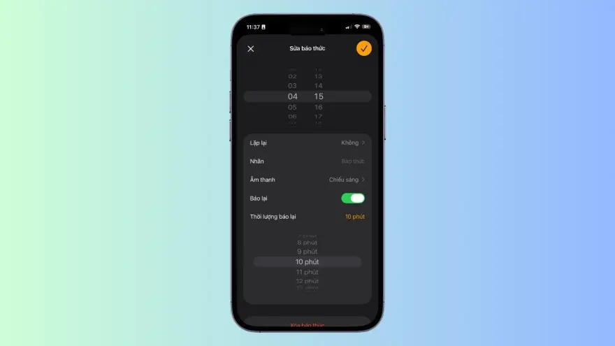 iOS 26 báo thức 