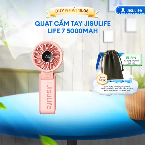 [250600013] Quạt cầm tay tích điện mini Jisulife Life 7 5 cấp độ gió 3600/5000mAh