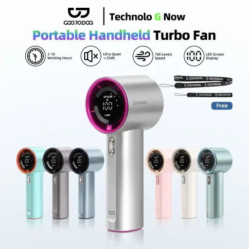 [250600017]  Quạt mini GOOJODOQ 100 tốc độ gió có thể điều chỉnh màn hình kỹ thuật số cầm tay